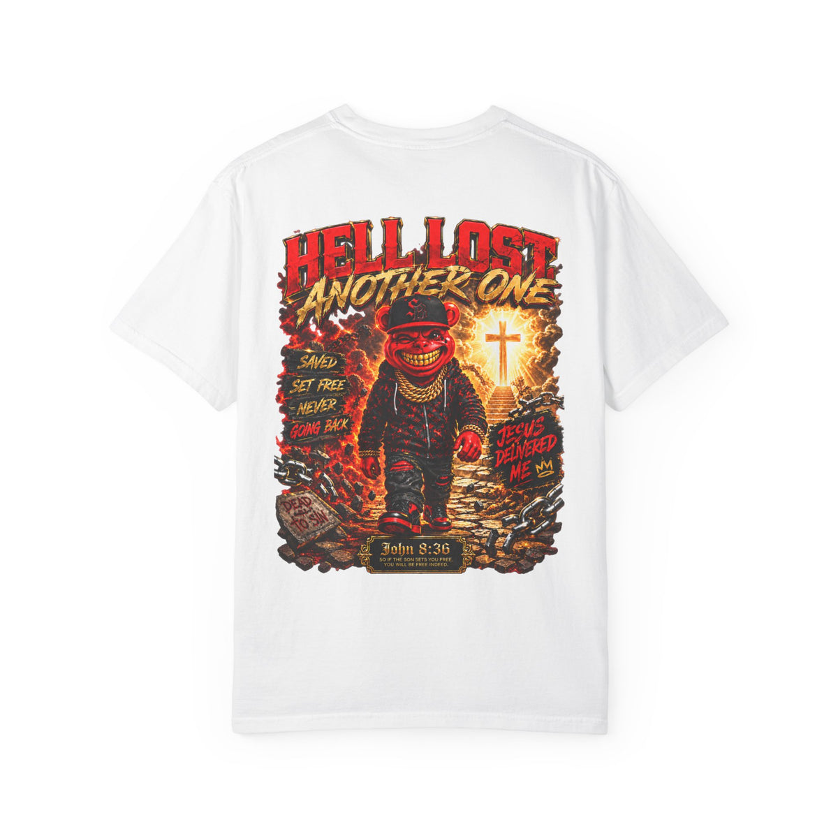Unisex Garment-Dyed T-shirt-HELL LOST ANOTHER ONE/MASK LOGO-SCUMMIEBEARZ™