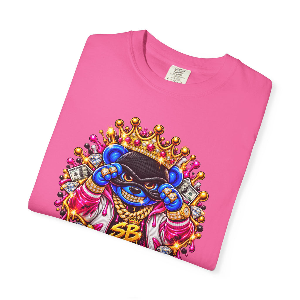 Unisex Garment-Dyed T-shirt-BLUE&PINK CROWN MASK LOGO CHOSEN BY GOD-SCUMMINGBEARZ™