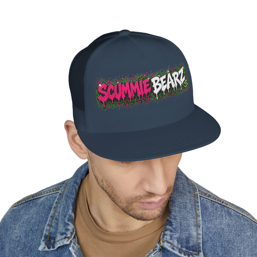 5 Panel Trucker Cap-PINK/SILVER SCUMMIEBEARZ LOGO-SCUMMIEBEARZ™