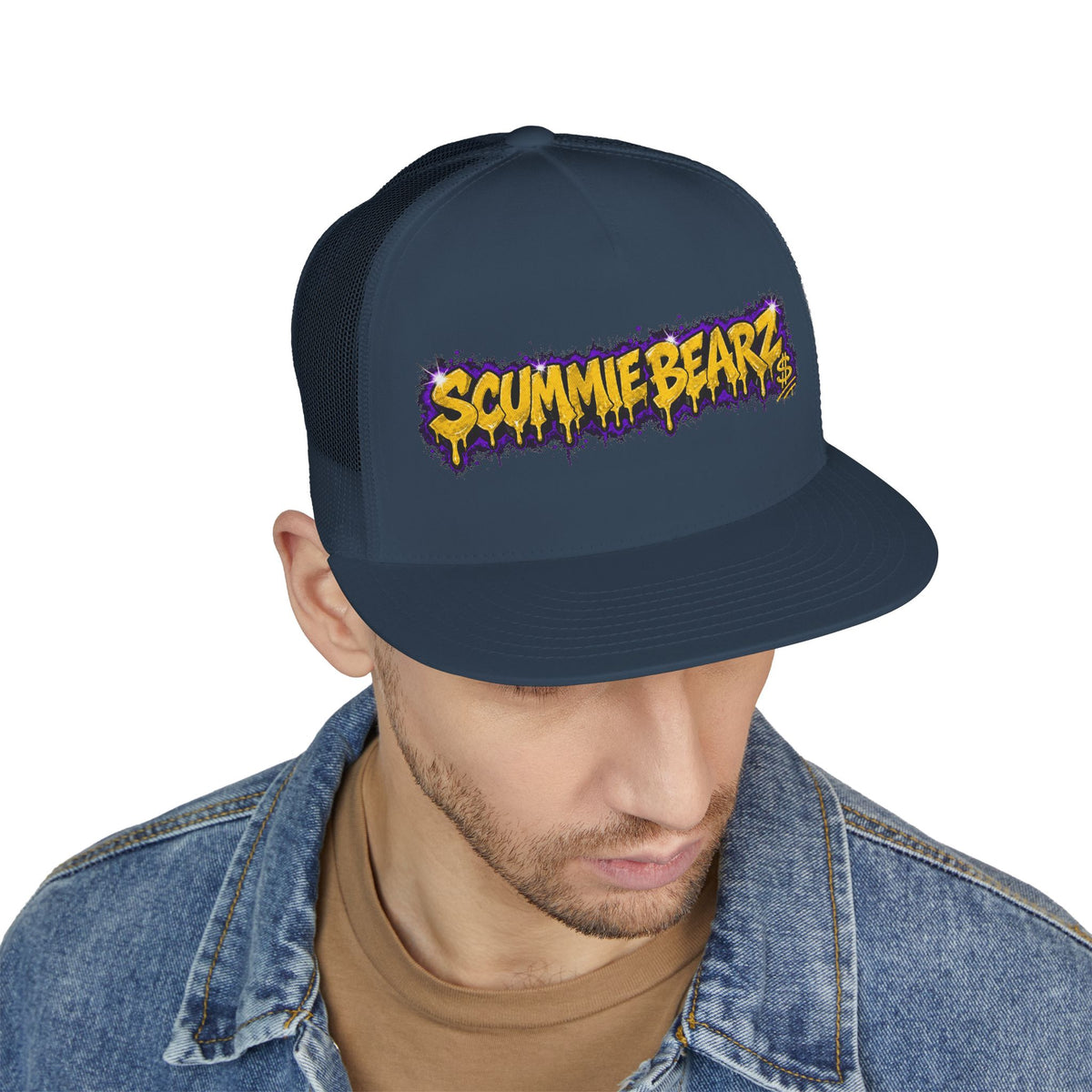 5 Panel Trucker Cap-GOLD/PURPLE SCUMMIEBEARZ LOGO-SCUMMIEBEARZ™