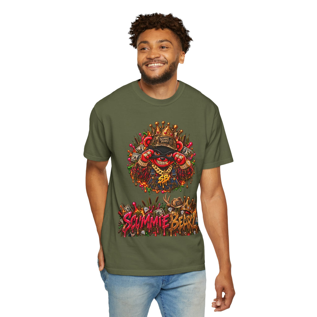 Unisex Garment-Dyed T-shirt-CROWN MASK LOGO HILLBILLY AIRBOAT -SCUMMIEBEARZ™