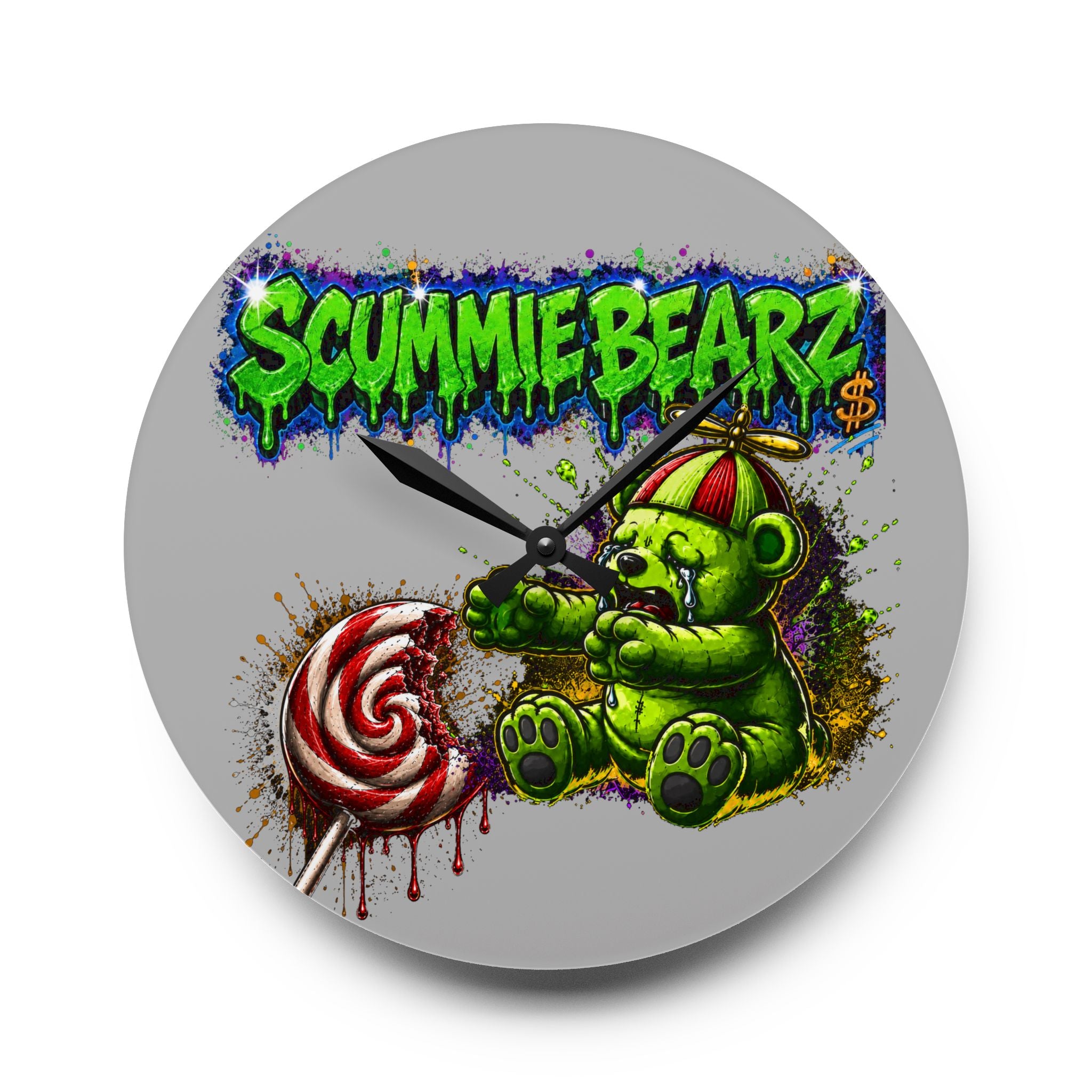 Acrylic Wall Clock-Stealing Candy From A Baby Neon Green