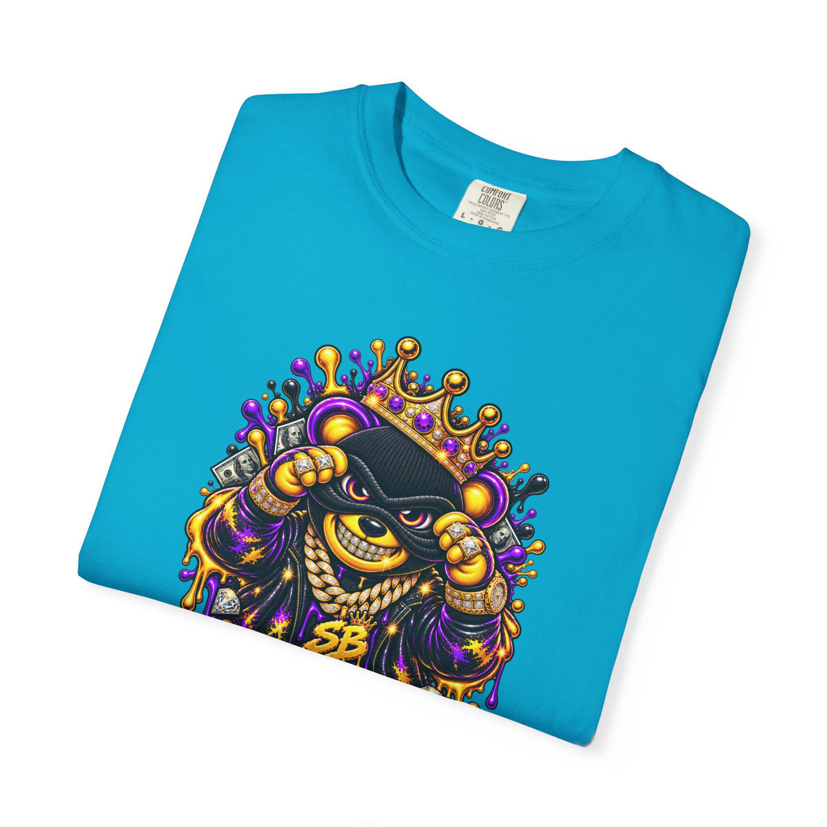 Unisex Garment-Dyed T-shirt-PURPLE&G9D CROWN MASK LOGO TRAP HOUSE MEET-SCUMMINGBEARZ™