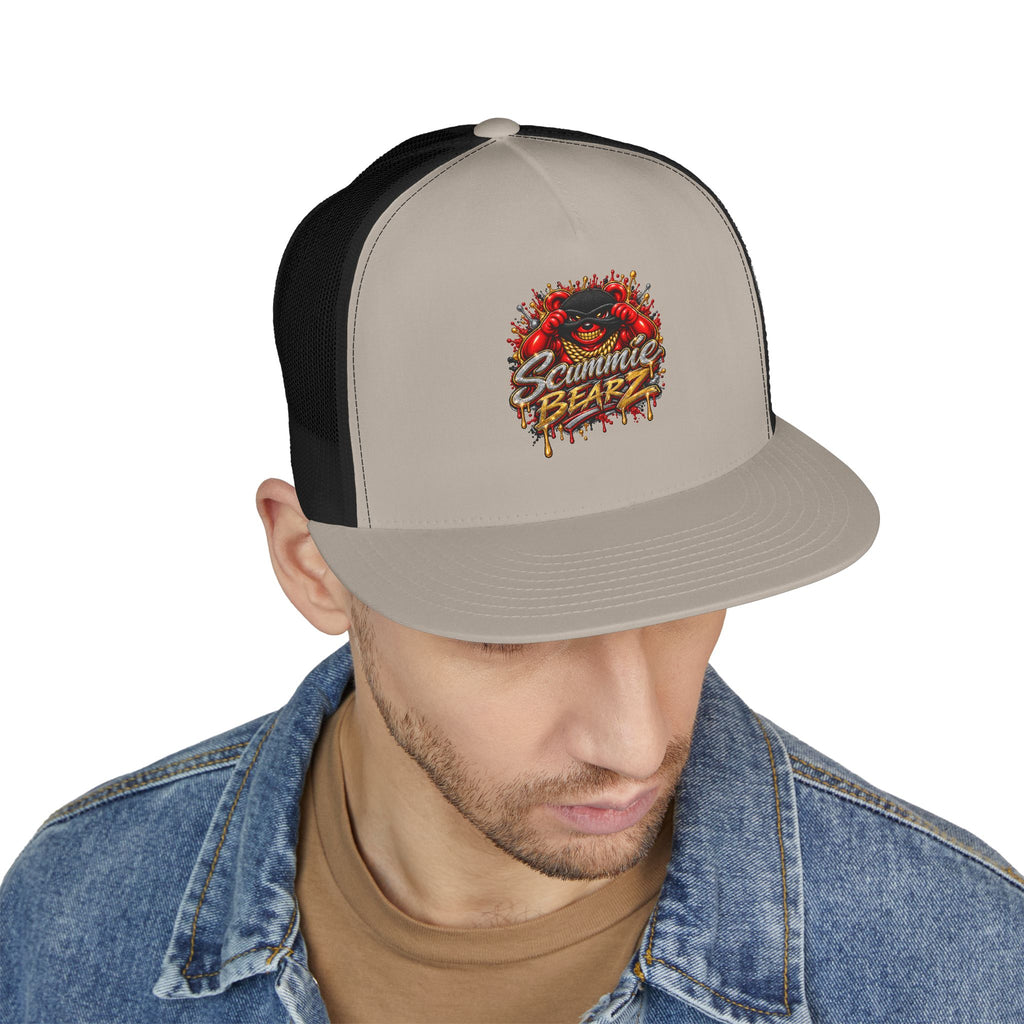 5 Panel Trucker Cap-RED/GOLD MASK LOGO-SCUMMIEBEARZ™