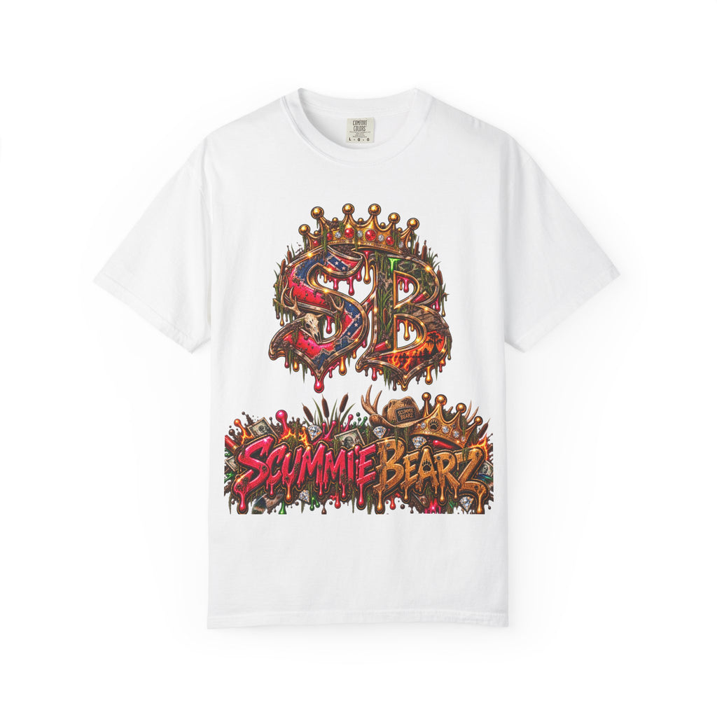 Unisex Garment-Dyed T-shirt-HILLBILLY CROWN SB LOGO HILLBILLY -SCUMMIEBEARZ™