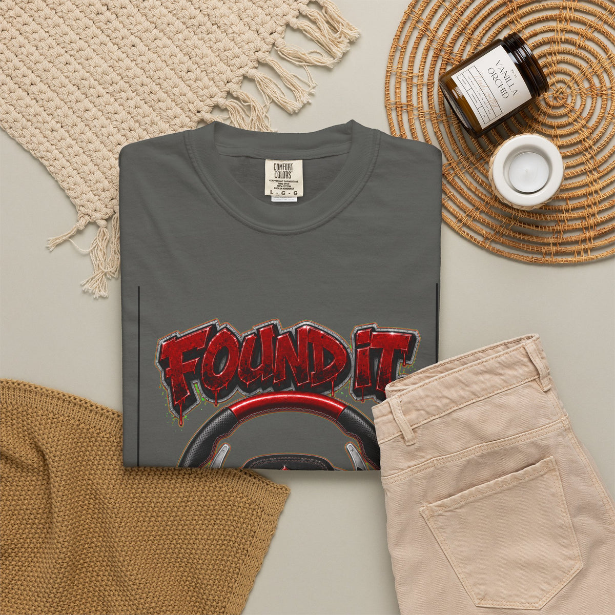 Unisex Garment-Dyed T-shirt-FOUND IT, FLOORED IT GTA SCUMMMIE GRAPHIC DESIGN -SCUMMIEBEARZ™