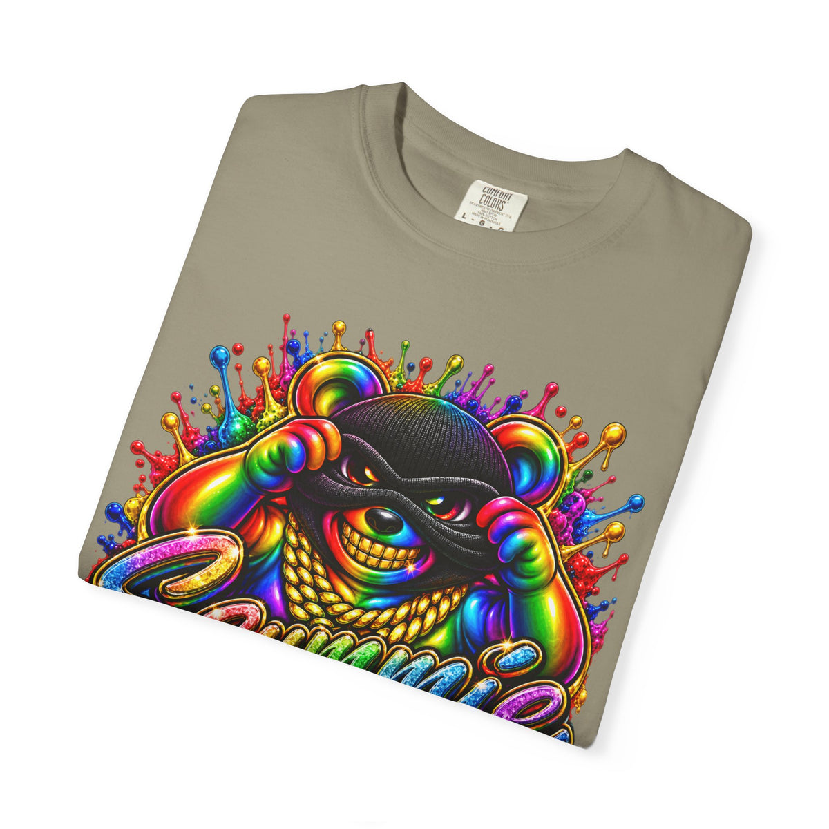 Unisex Garment-Dyed T-shirt-RAINBOW MASK LOGO GLOCK SB CROWN LOGO-SCUMMIEBEARZ™