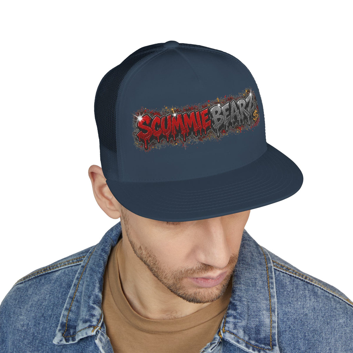 5 Panel Trucker Cap-RED/CHARCOAL SCUMMIEBEARZ LOGO-SCUMMIEBEARZ™