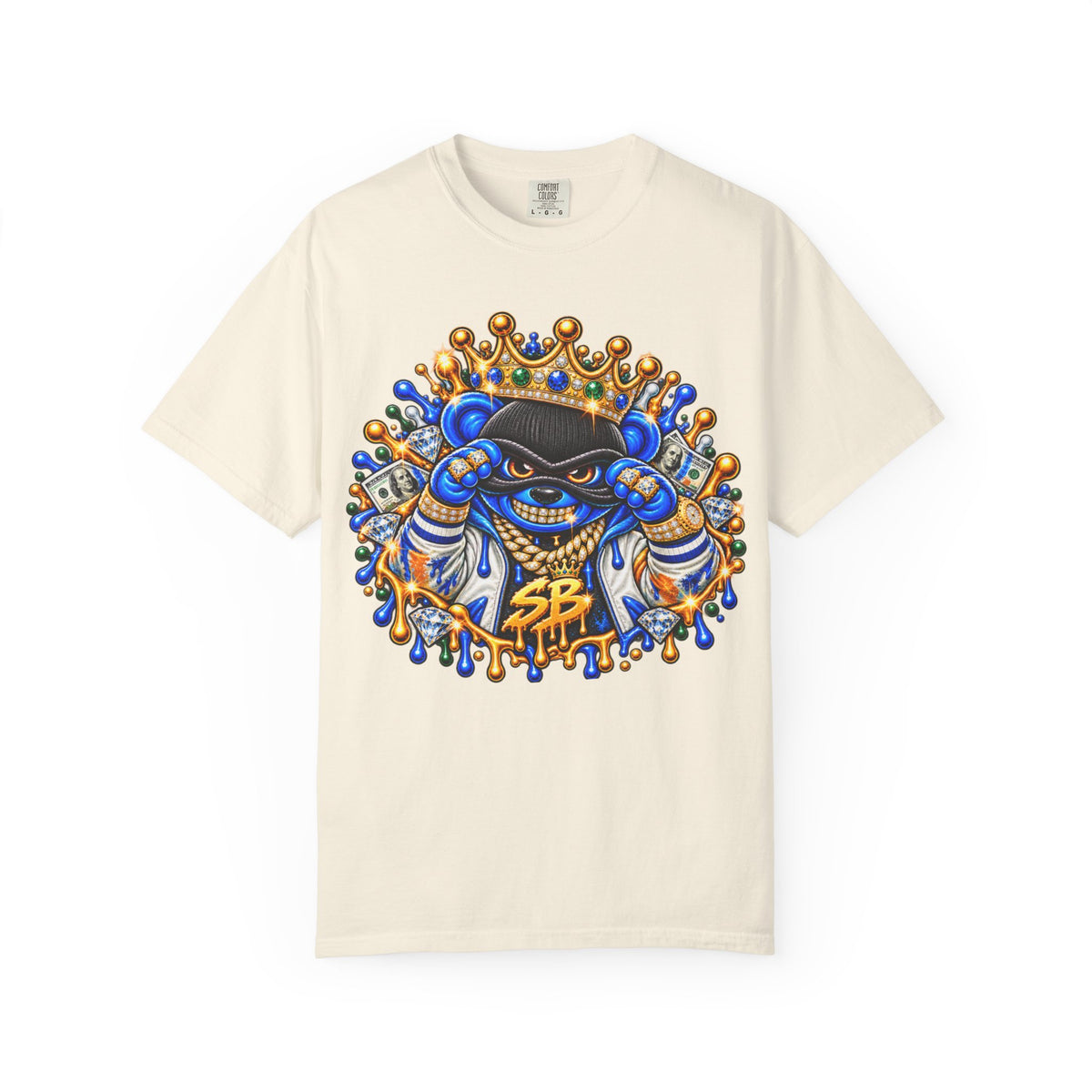 Unisex Garment-Dyed T-SHIRT-MONEY GLOCK/CROWN MASK LOGO-SCUMMIEBEARZ™