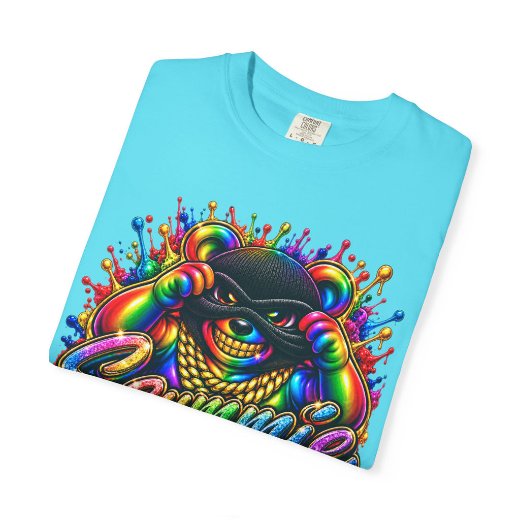 Unisex Garment-Dyed T-shirt-RAINBOW MASK LOGO GLOCK SB CROWN LOGO-SCUMMIEBEARZ™