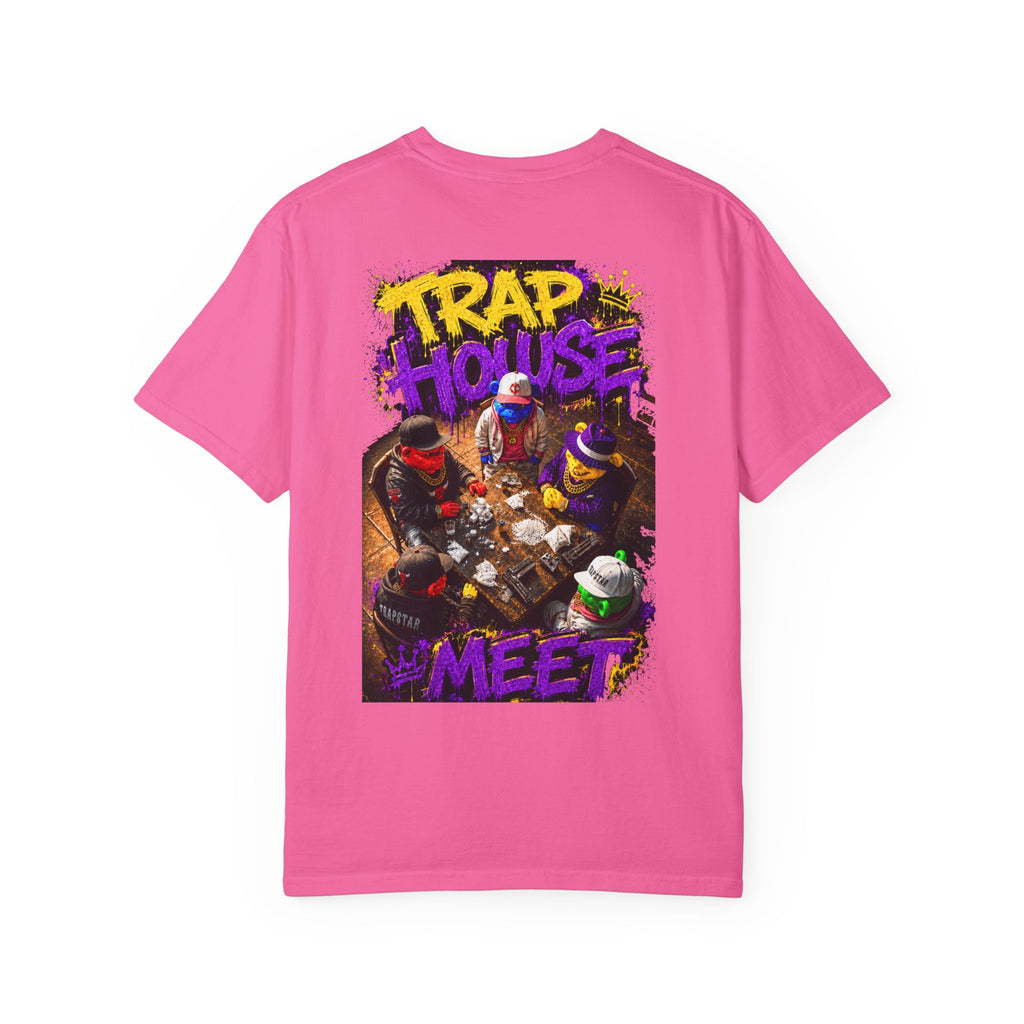 Unisex Garment-Dyed T-shirt-PURPLE&G9D CROWN MASK LOGO TRAP HOUSE MEET-SCUMMINGBEARZ™