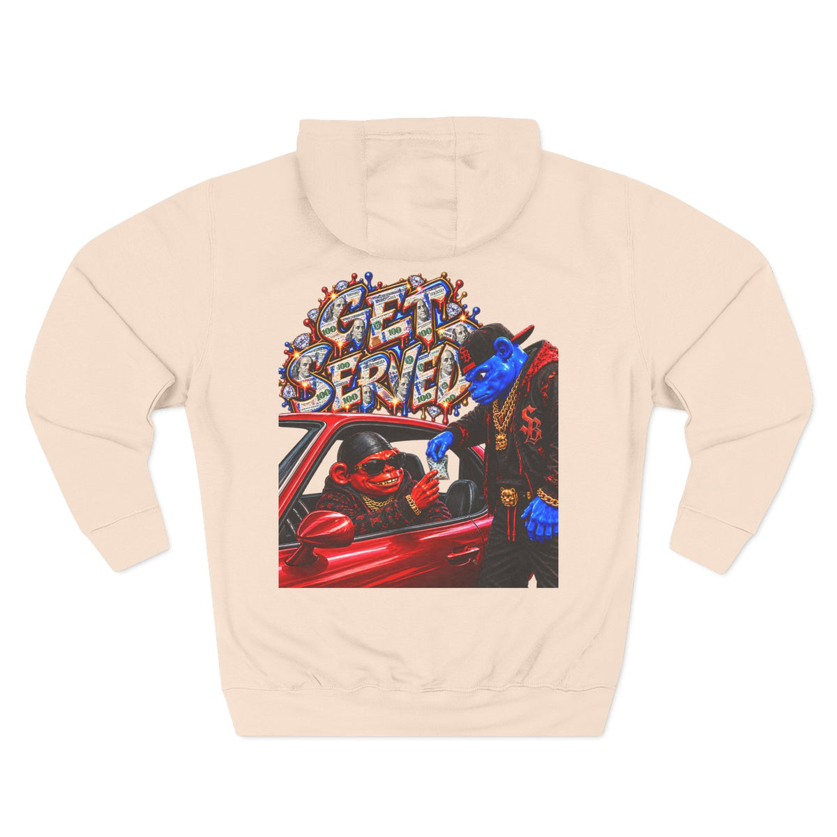 Three-Panel Fleece Hoodie-GET SERVED-SCUMMIEBEARZ™️