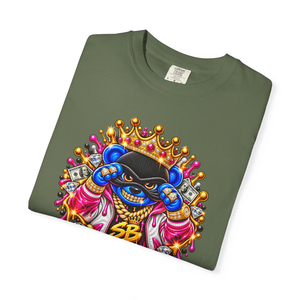 Unisex Garment-Dyed T-shirt-BLUE&PINK CROWN MASK LOGO CHOSEN BY GOD-SCUMMINGBEARZ™