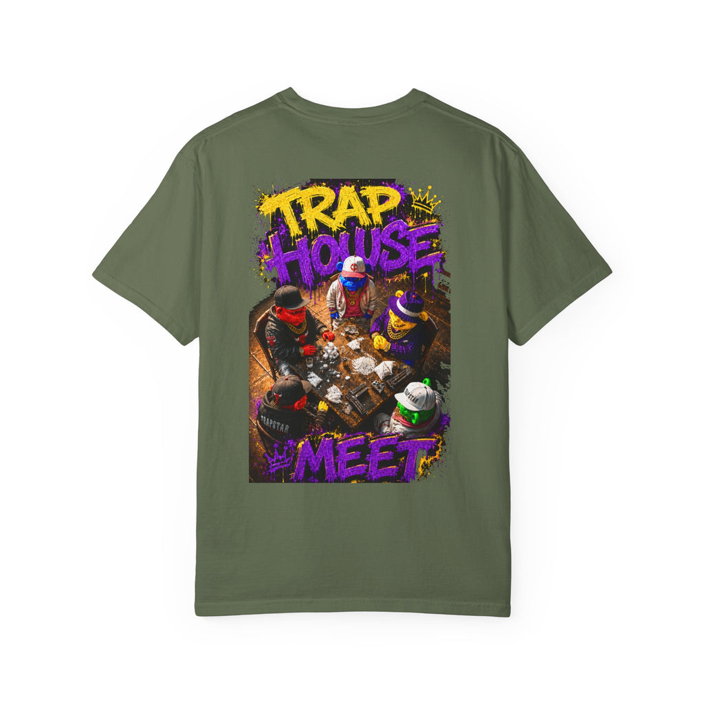 Unisex Garment-Dyed T-shirt-PURPLE&G9D CROWN MASK LOGO TRAP HOUSE MEET-SCUMMINGBEARZ™