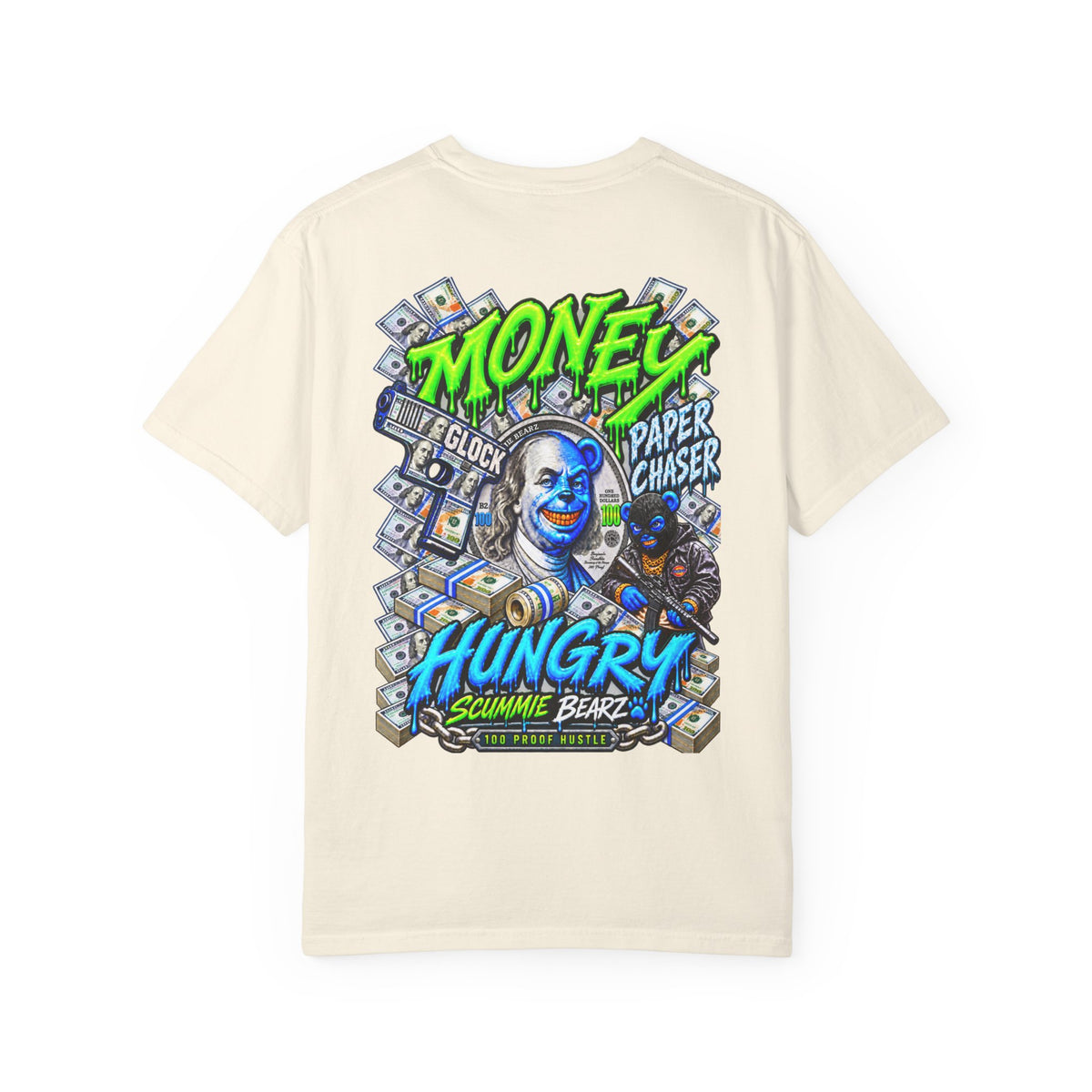 Unisex Garment-Dyed T-SHIRT-MONEY HUNGRY/SB LOGO-SCUMMIEBEARZ™