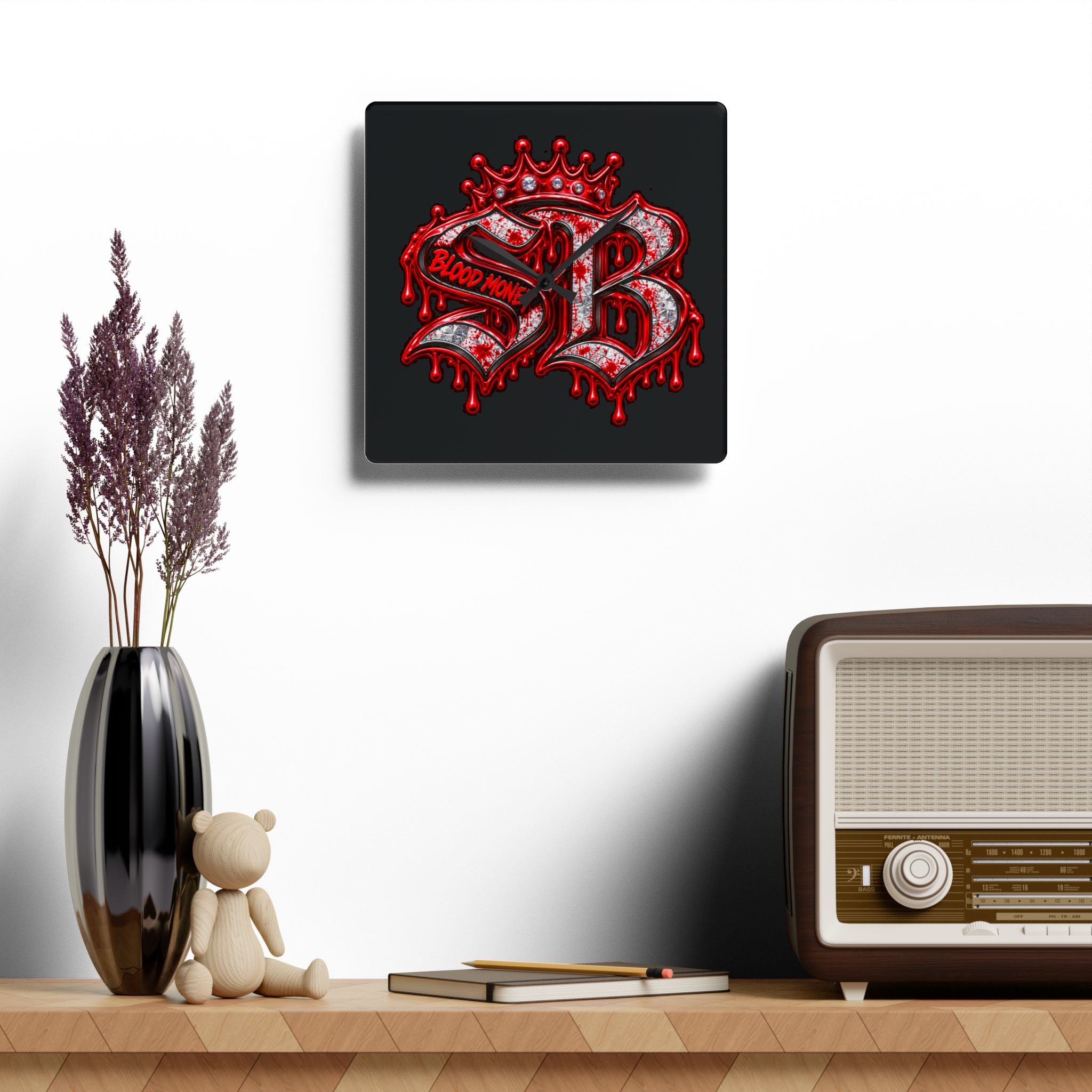 Acrylic Wall Clock-Blood Money SB Logo