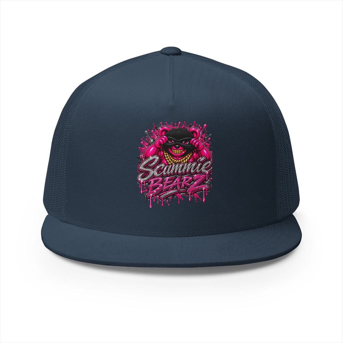 5 Panel Trucker Cap- PINK/SILVER MASK LOGO-SCUMMIEBEARZ™