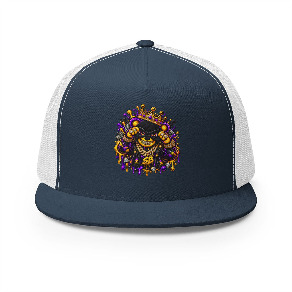 5 Panel Trucker Cap-PURPLE/GOLD SB MASK LOGO-SCUMMIEBEARZ™