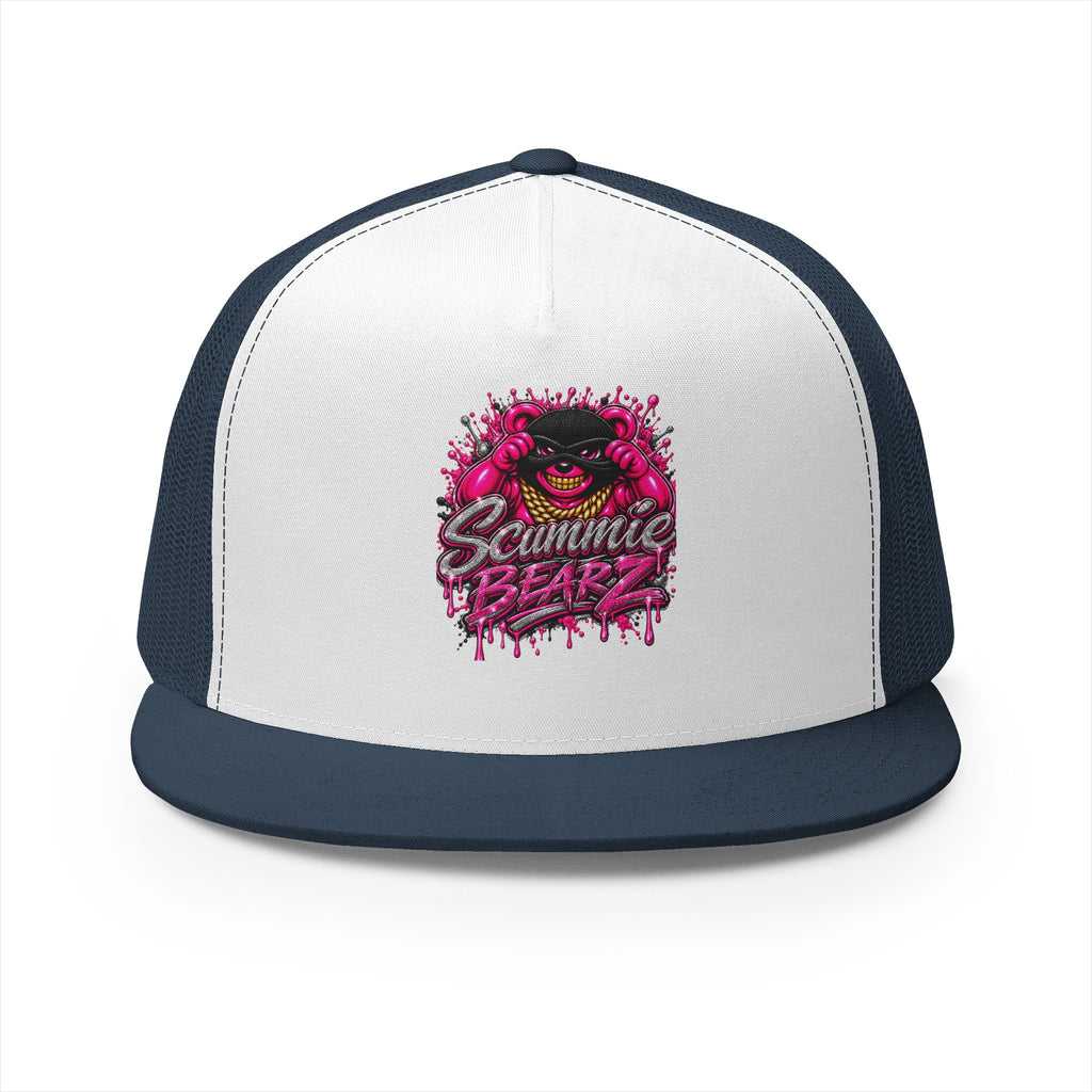 5 Panel Trucker Cap- PINK/SILVER MASK LOGO-SCUMMIEBEARZ™