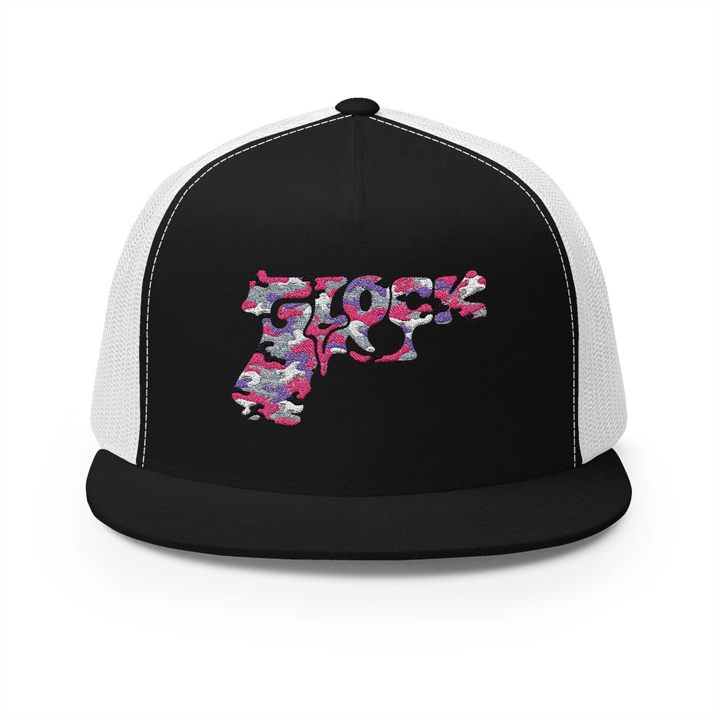 5 Panel Trucker Cap-PINK CAMOUFLAGE GLOCK LOGO-SCUMMIEBEARZ™️