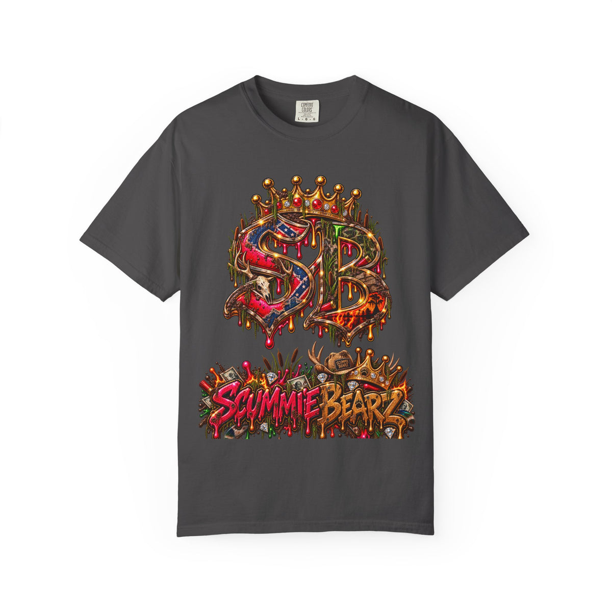 Unisex Garment-Dyed T-shirt--HILLBILLY DEAD OR RICH/SB CROWN LOGO-SCUMMIEBEARZ™️