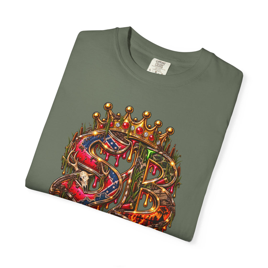 Unisex Garment-Dyed T-shirt-HILBILLYSCUMMIEBEARZ MOONSHINE/CROWN SB LOGO -SCUMMIEBEARZ™