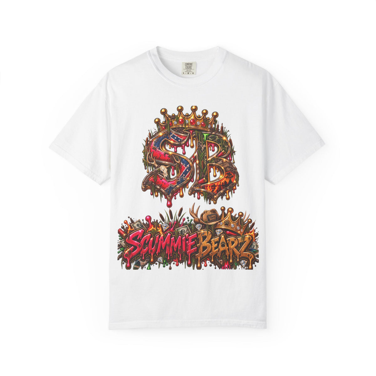Unisex Garment-Dyed T-shirt-HILBILLYSCUMMIEBEARZ MOONSHINE/CROWN SB LOGO -SCUMMIEBEARZ™