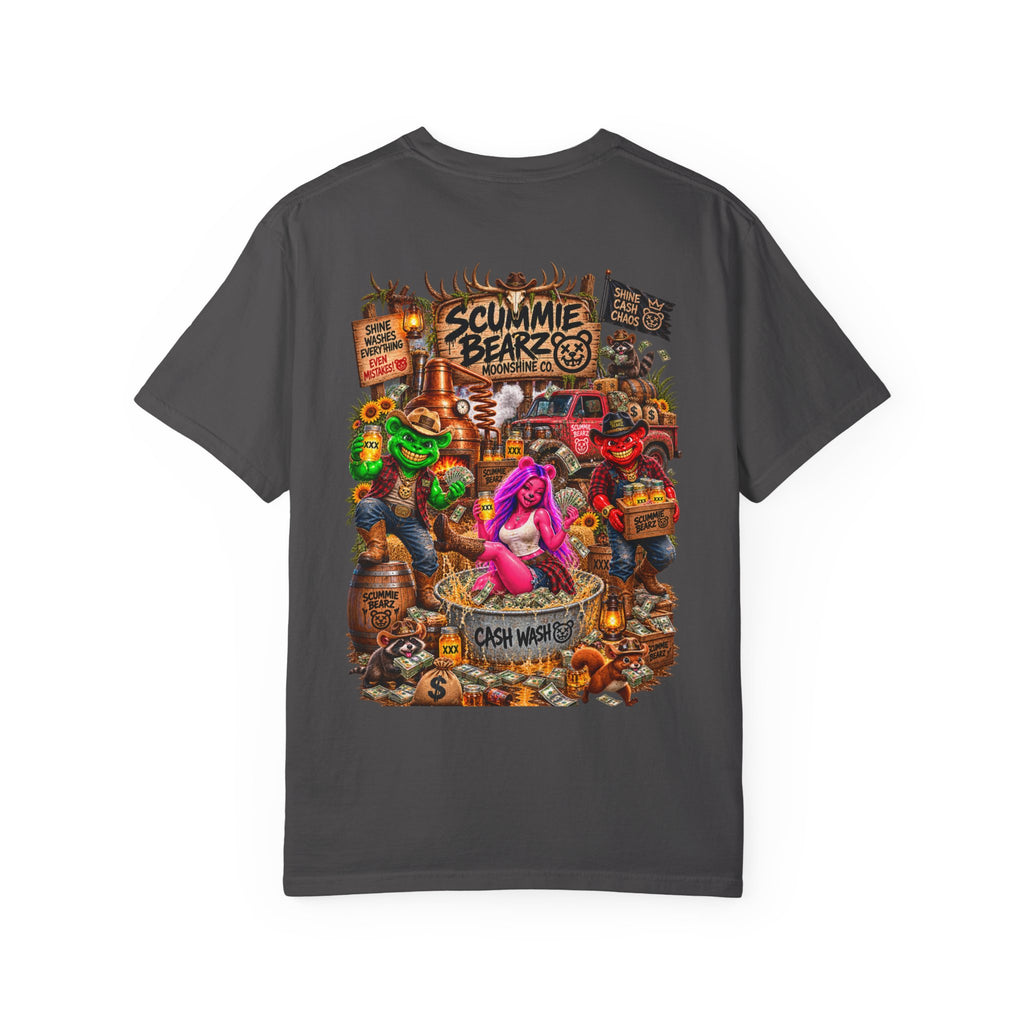 Unisex Garment-Dyed T-shirt-HILBILLYSCUMMIEBEARZ MOONSHINE/CROWN SB LOGO -SCUMMIEBEARZ™