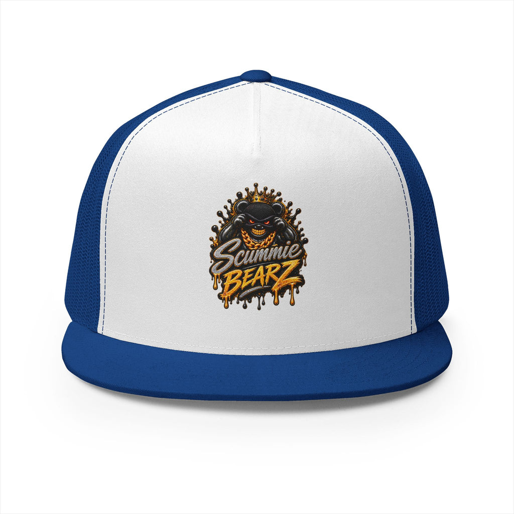 5 Panel Trucker Cap-SILVER/GOLD MASK LOGO-SCUMMIEBEARZ™