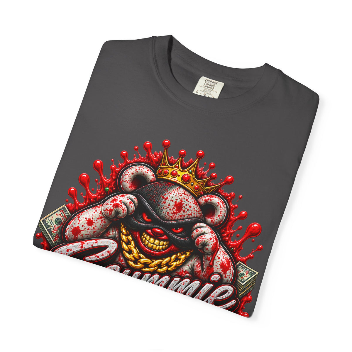 Unisex Garment-Dyed T-SHIRT-BLOOD MONEY GLOCK/SB LOGO/MASK LOGO-SCUMMIEBEARZ™