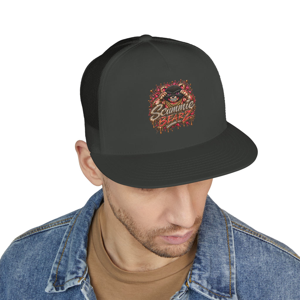 5 Panel Trucker Cap-RED/GOLD MASK LOGO-SCUMMIEBEARZ™
