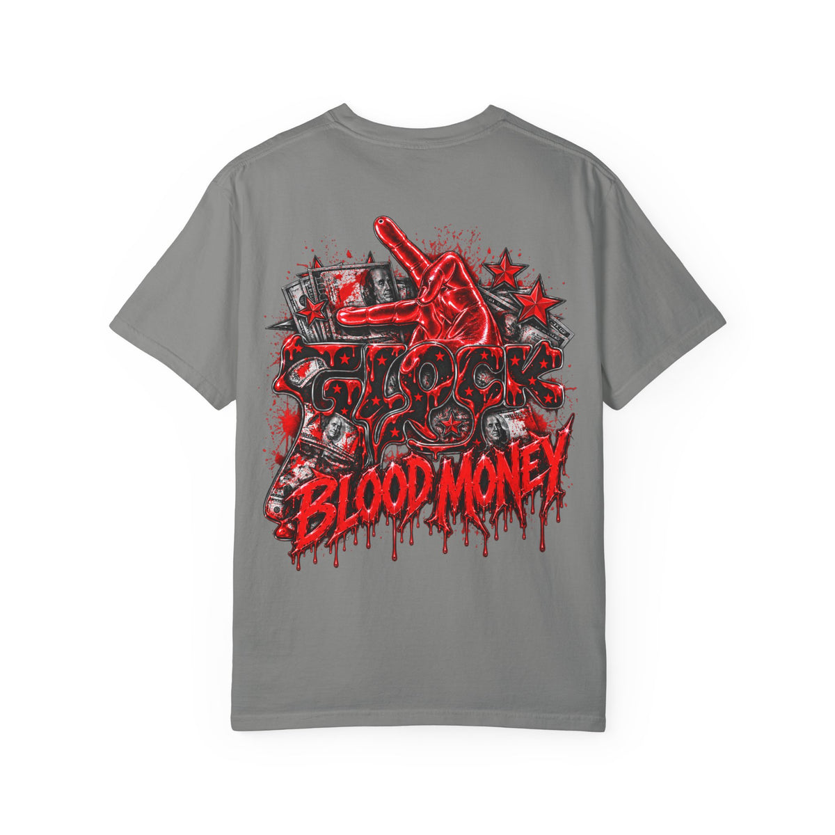Unisex Garment-Dyed T-shirt-BLOOD MONEY\GLOCK\GANG GANG-SCUMMIEBEARZ™