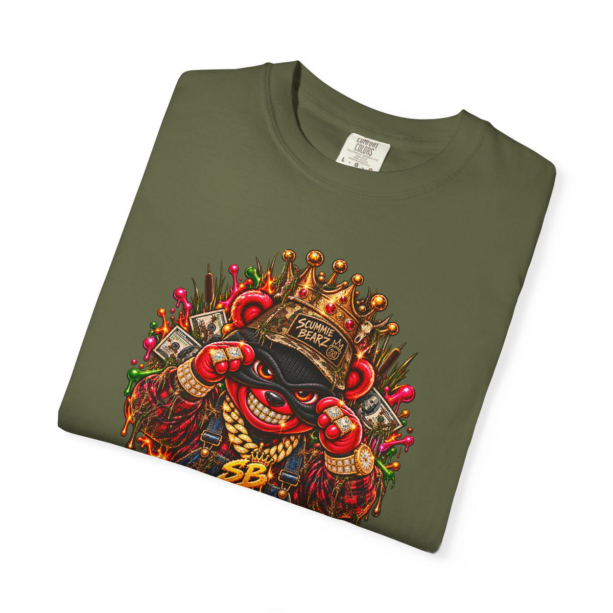 Unisex Garment-Dyed T-shirt--HILLBILLY WORLD TOUR/CROWN SB LOGO-SCUMMIEBEARZ™️