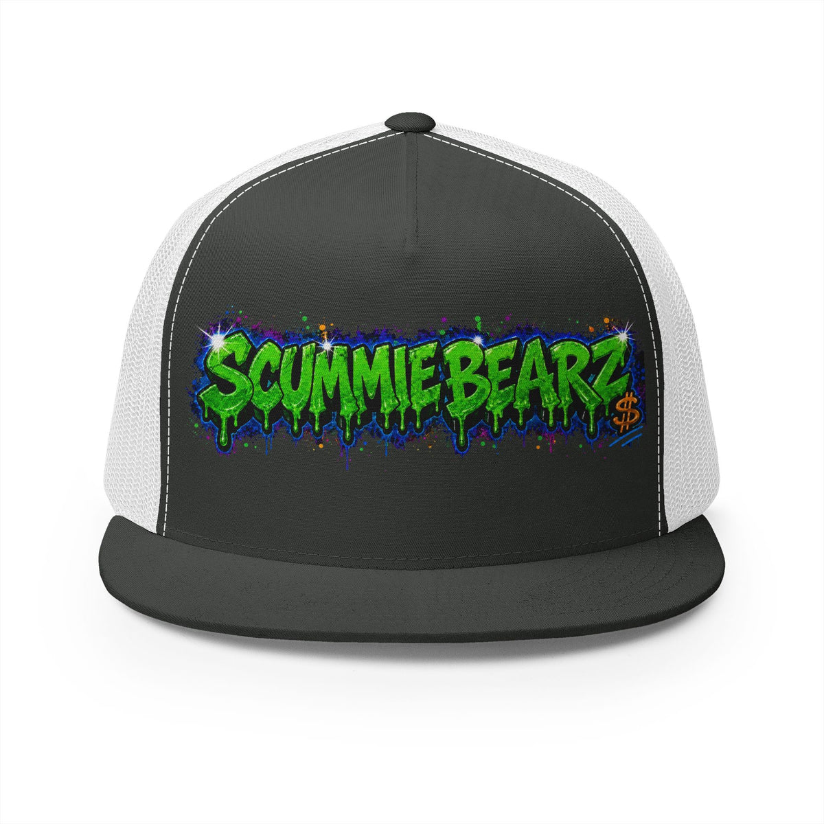5 Panel Trucker Cap-GREEN/BLUE SCUMMIEBEARZ LOGO-SCUMMIEBEARZ™