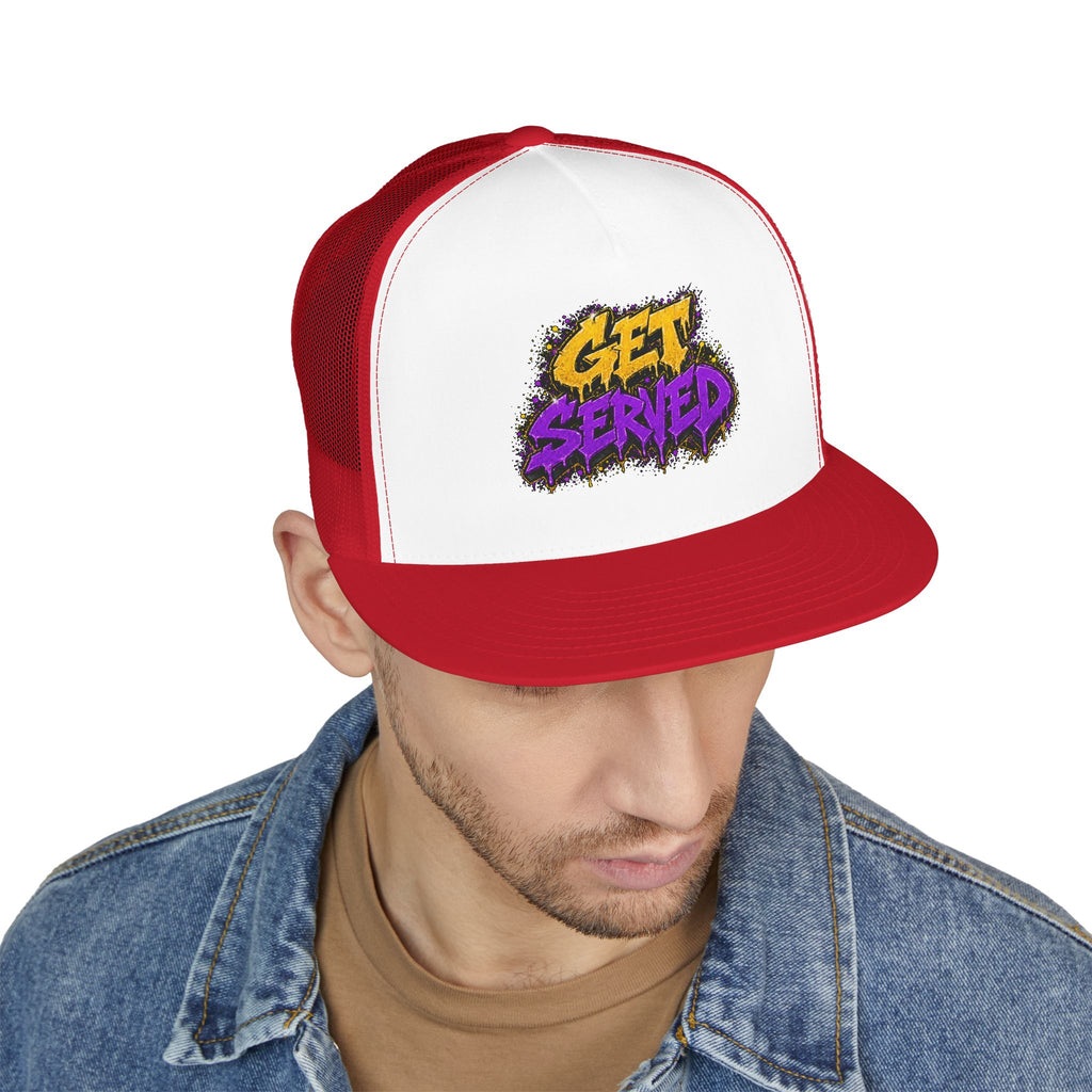 5 Panel Trucker Cap-GOLD/PURPLE GET SERVED-SCUMMIEBEARZ™