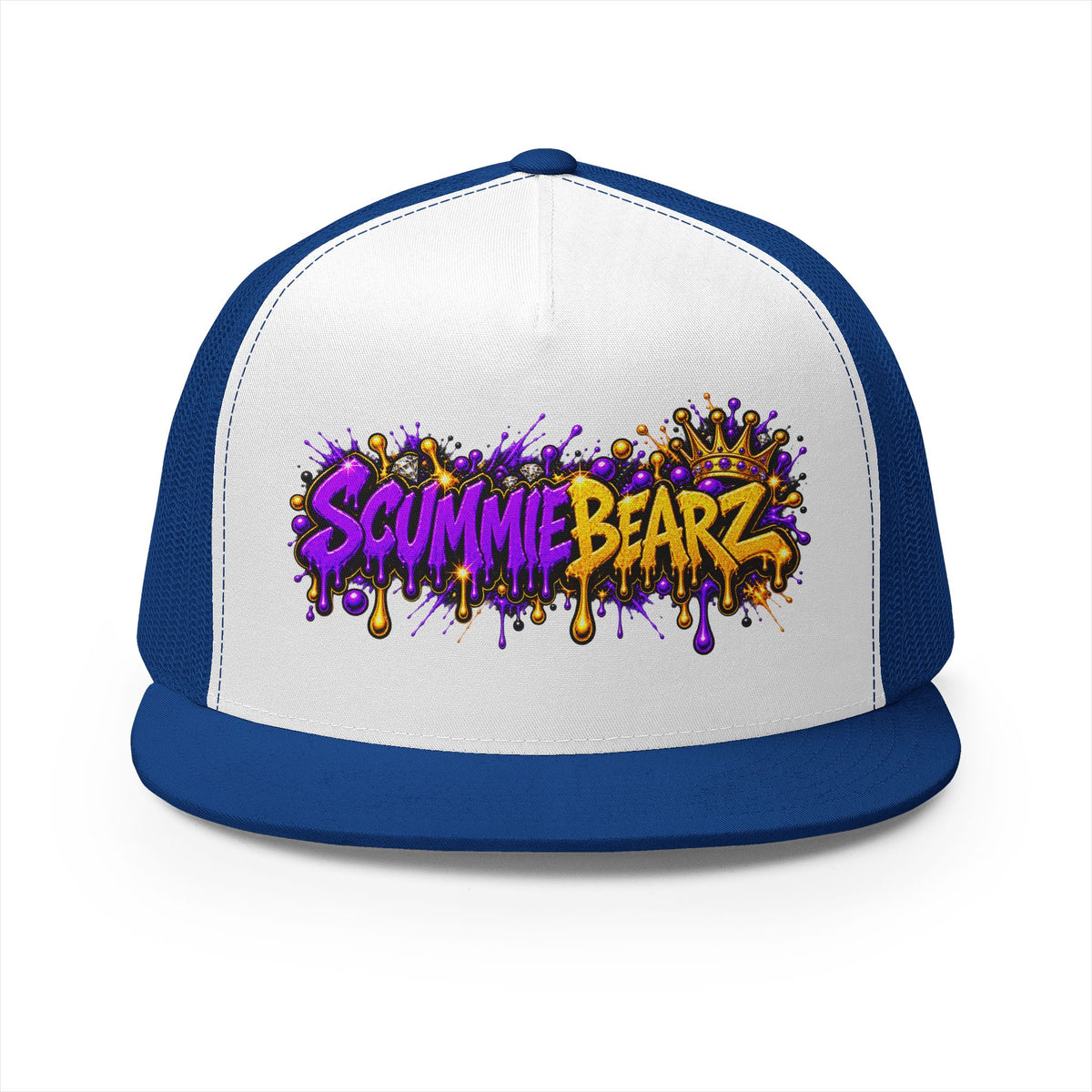5 Panel Trucker Cap-PURPLE/GOLD SCUMMIEBEARZ LOGO-SCUMMIEBEARZ™