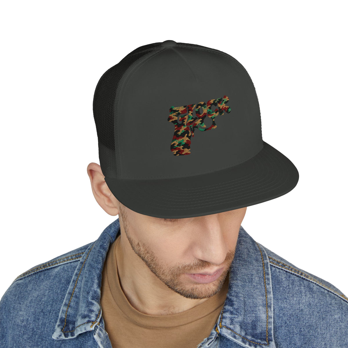 5 Panel Trucker Cap-CAMOUFLAGE GLOCK LOGO-SCUMMIEBEARZ™️