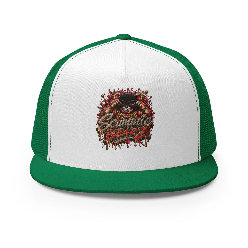 5 Panel Trucker Cap-RED/GOLD MASK LOGO-SCUMMIEBEARZ™