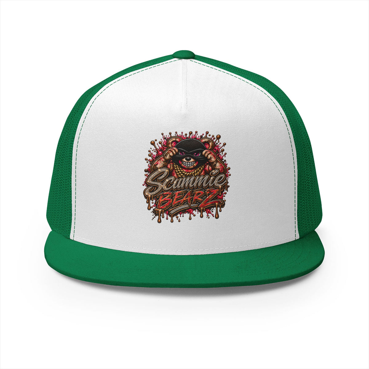 5 Panel Trucker Cap-RED/GOLD MASK LOGO-SCUMMIEBEARZ™