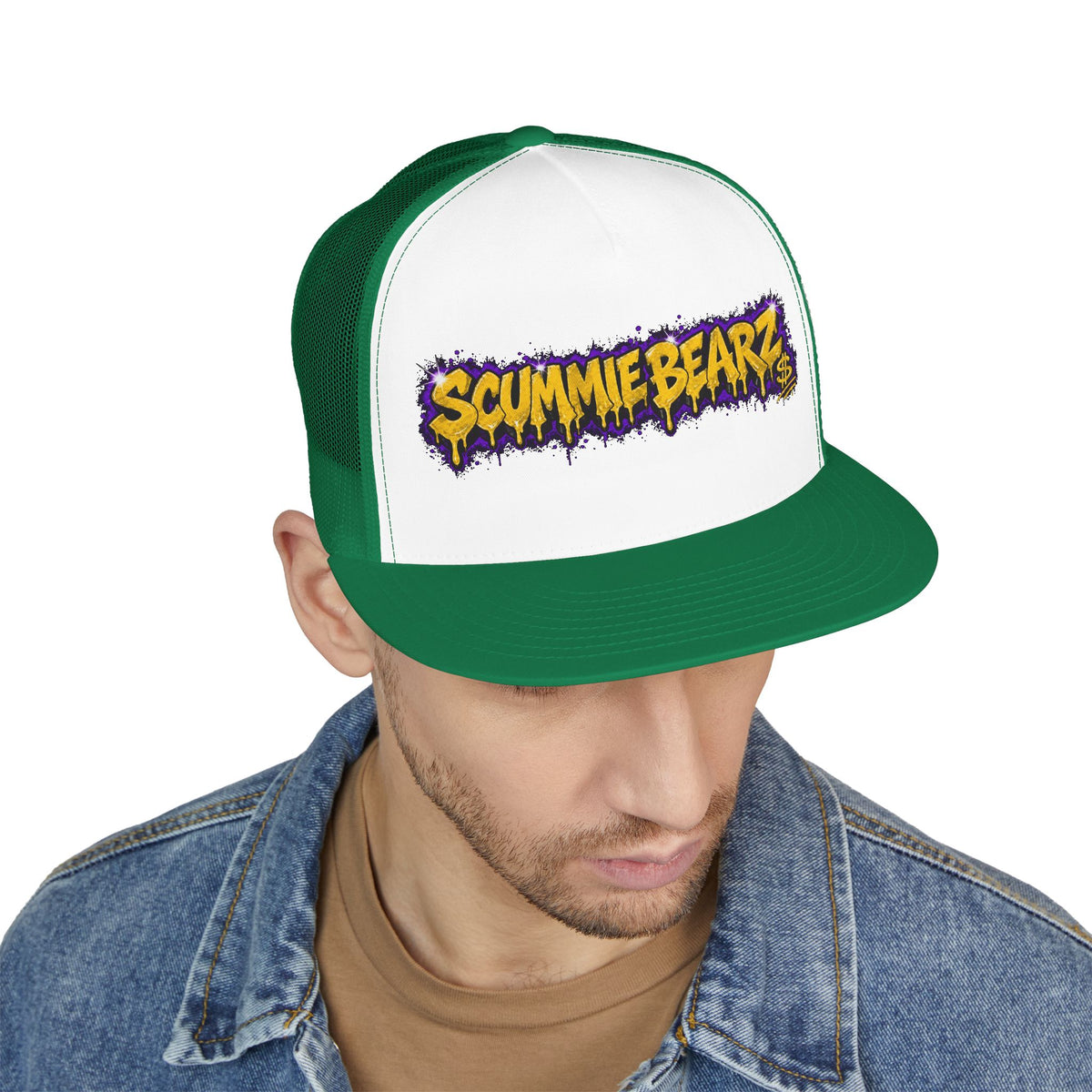 5 Panel Trucker Cap-GOLD/PURPLE SCUMMIEBEARZ LOGO-SCUMMIEBEARZ™