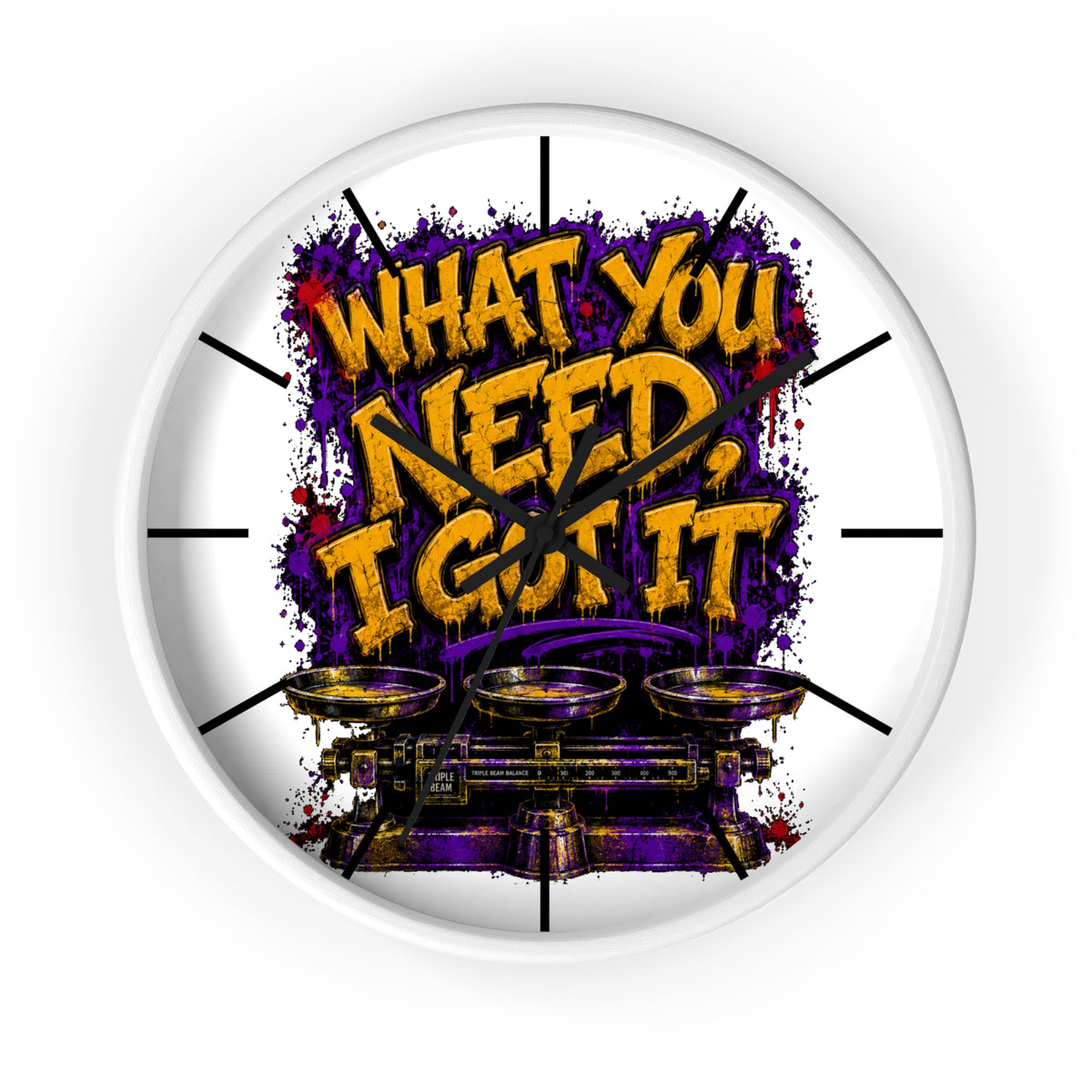 Purple and Gold Street Hustle Wall Clock-What You Need, I Got It-SCUMMIEBEARZ™️