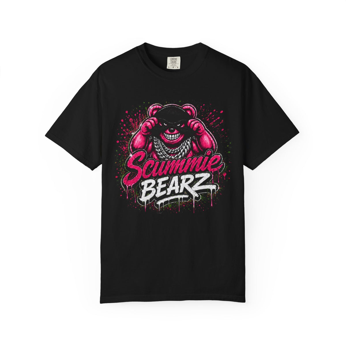 Unisex Garment-Dyed T-shirt-PINK MASK LOGO& IF YOU SLIP SHE WILL GRIP-SCUMMIEBEARZ™