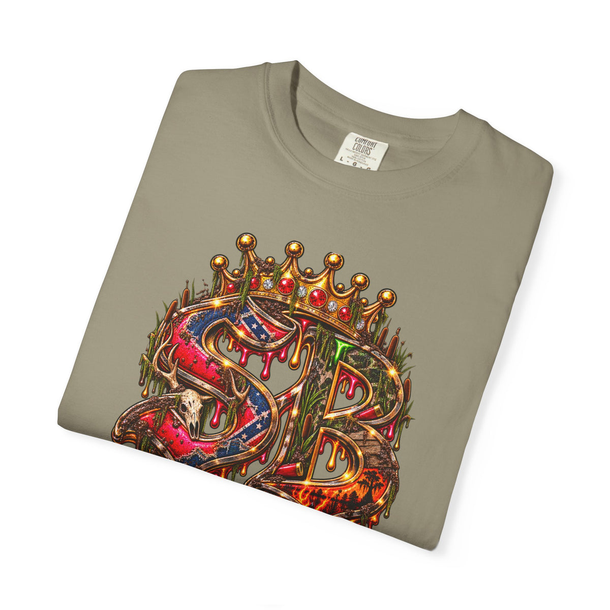 Unisex Garment-Dyed T-shirt-HILBILLYSCUMMIEBEARZ MOONSHINE/CROWN SB LOGO -SCUMMIEBEARZ™