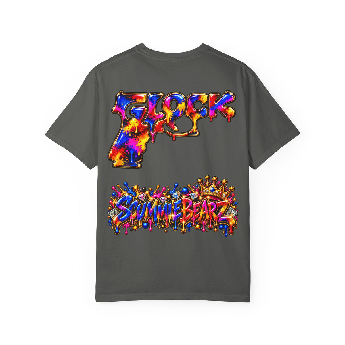 Unisex Garment-Dyed T-shirt-MULTI COLOR CROWN MASK LOGO GLOCK -SCUMMIEBEARZ™