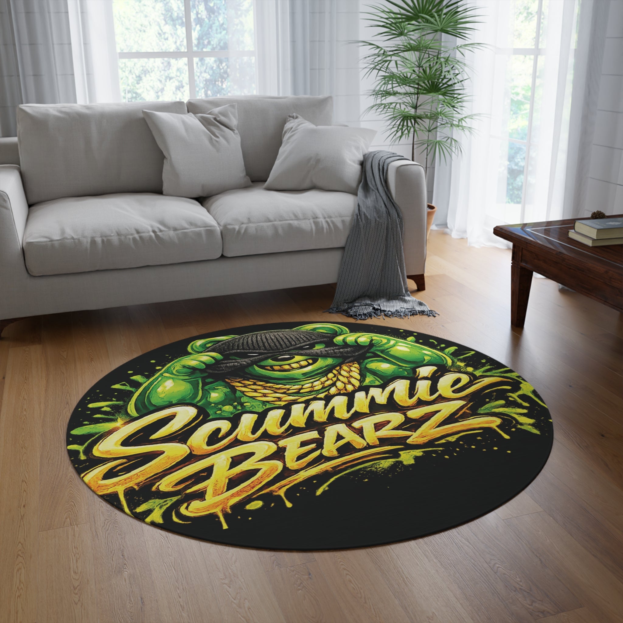 SCUMMIEBEARZ🟢 Green Logo Round Rug