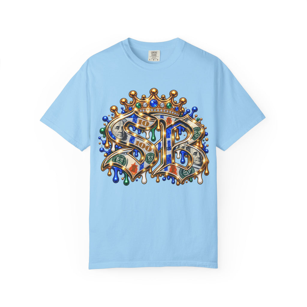 Unisex Garment-Dyed T-SHIRT-BLUE MONEY GLOCK/SB LOGO-SCUMMIEBEARZ™