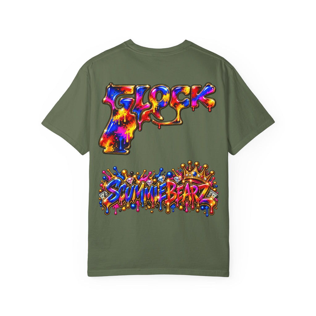 Unisex Garment-Dyed T-shirt-MULTI COLOR CROWN MASK LOGO GLOCK -SCUMMIEBEARZ™