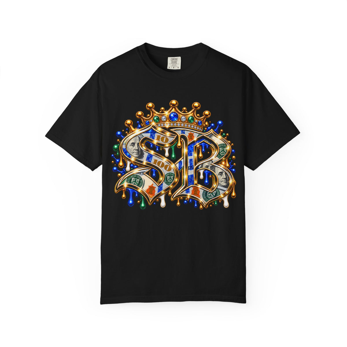 Unisex Garment-Dyed T-SHIRT-BLUE MONEY GLOCK/SB LOGO-SCUMMIEBEARZ™