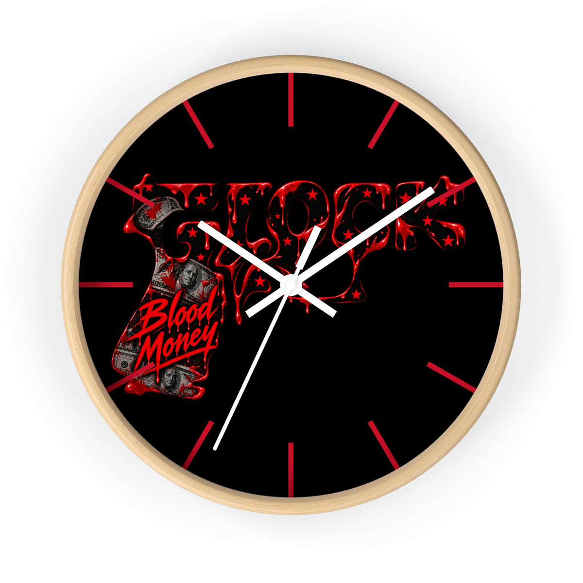 Wall Clock-BLOOD MONEY GLOCK-SCUMMIEBEARZ™️