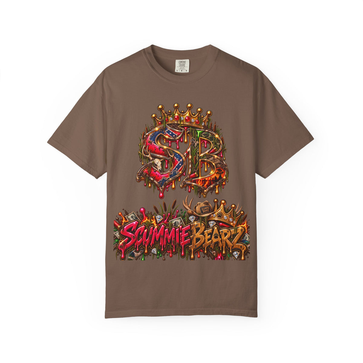 Unisex Garment-Dyed T-shirt-HILLBILLY CROWN SB LOGO HILLBILLY -SCUMMIEBEARZ™